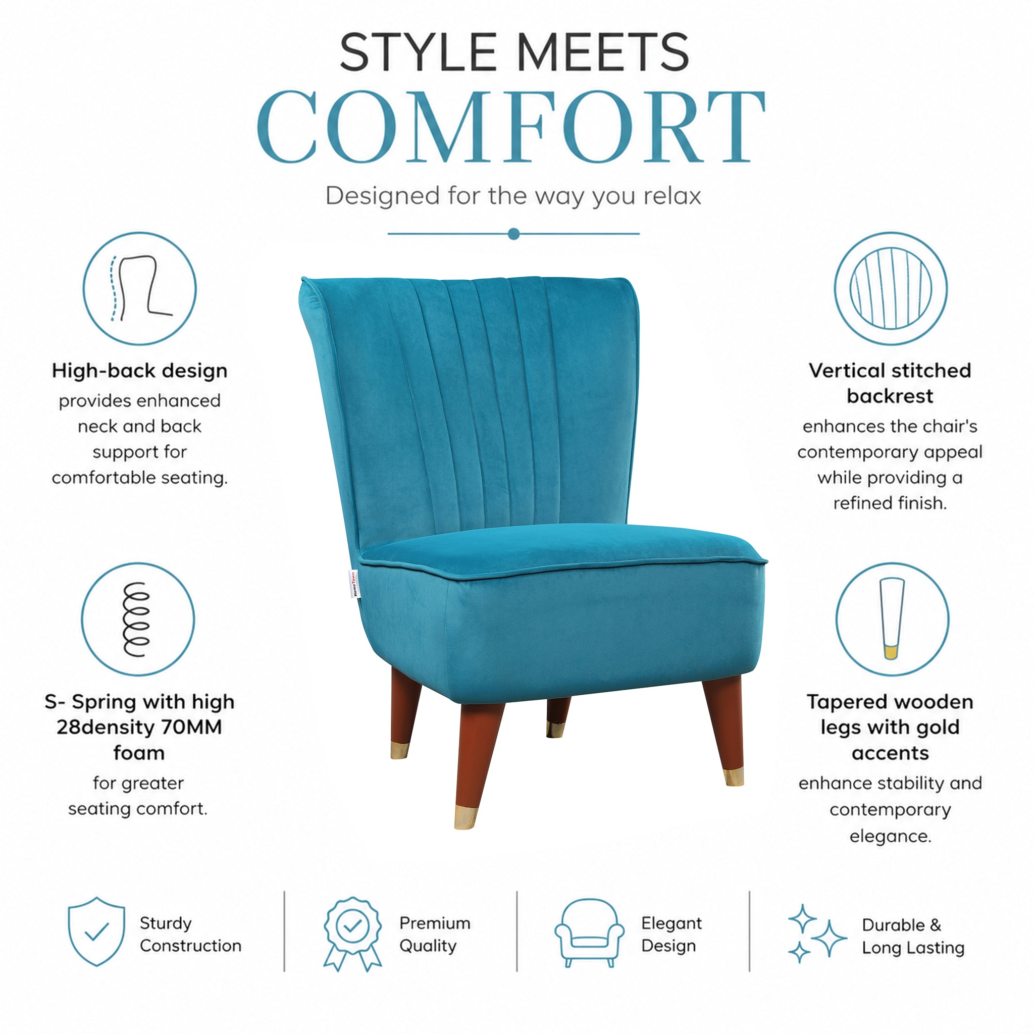 Jane Velvet Accent Chair in Teal