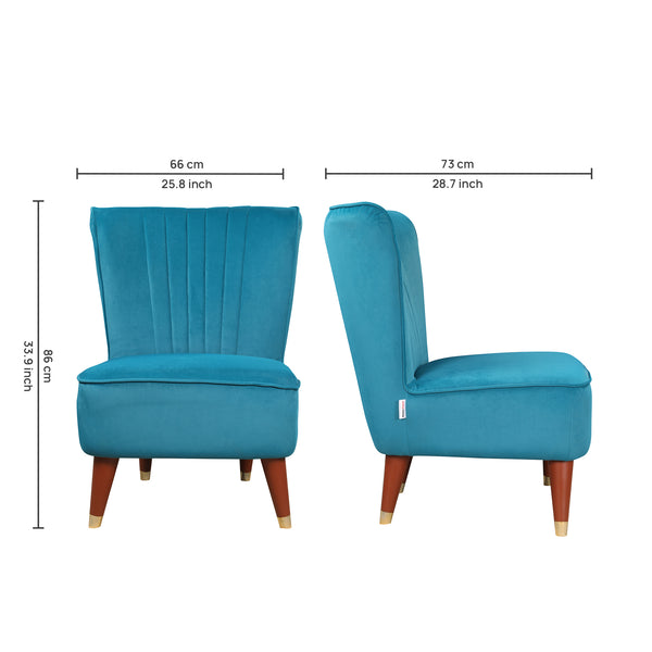 Jane Velvet Accent Chair in Teal dimensions