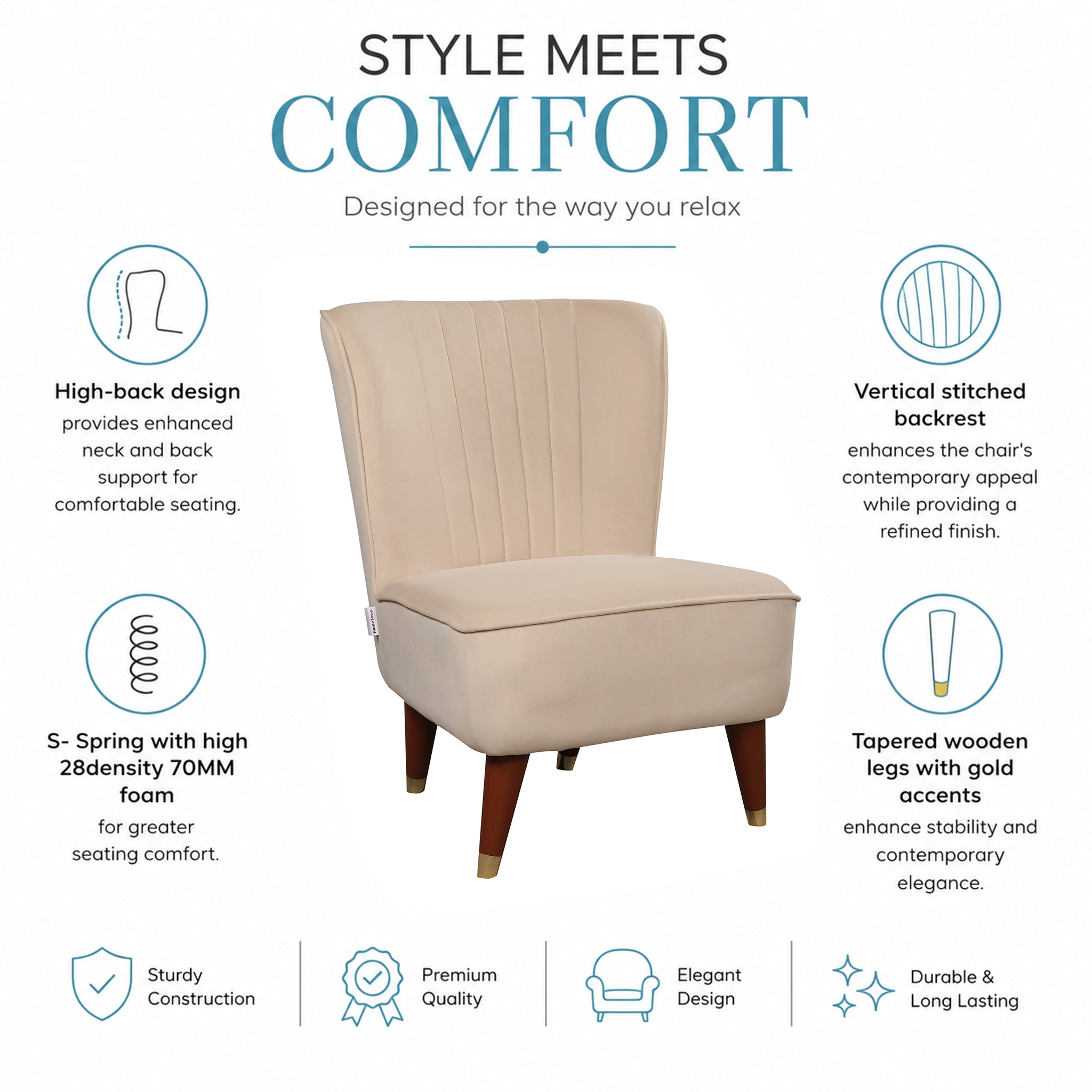 Jane Velvet Accent Chair in Sea Beige
