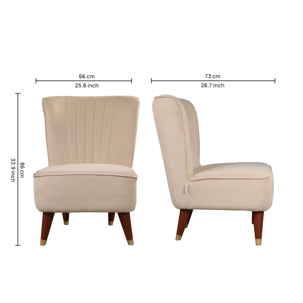 Jane Velvet Accent Chair in Sea Beige dimensions