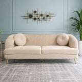 Icon Velvet 3 Seater Sofa Beige