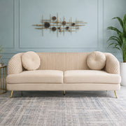 Icon Velvet 3 Seater Sofa Beige