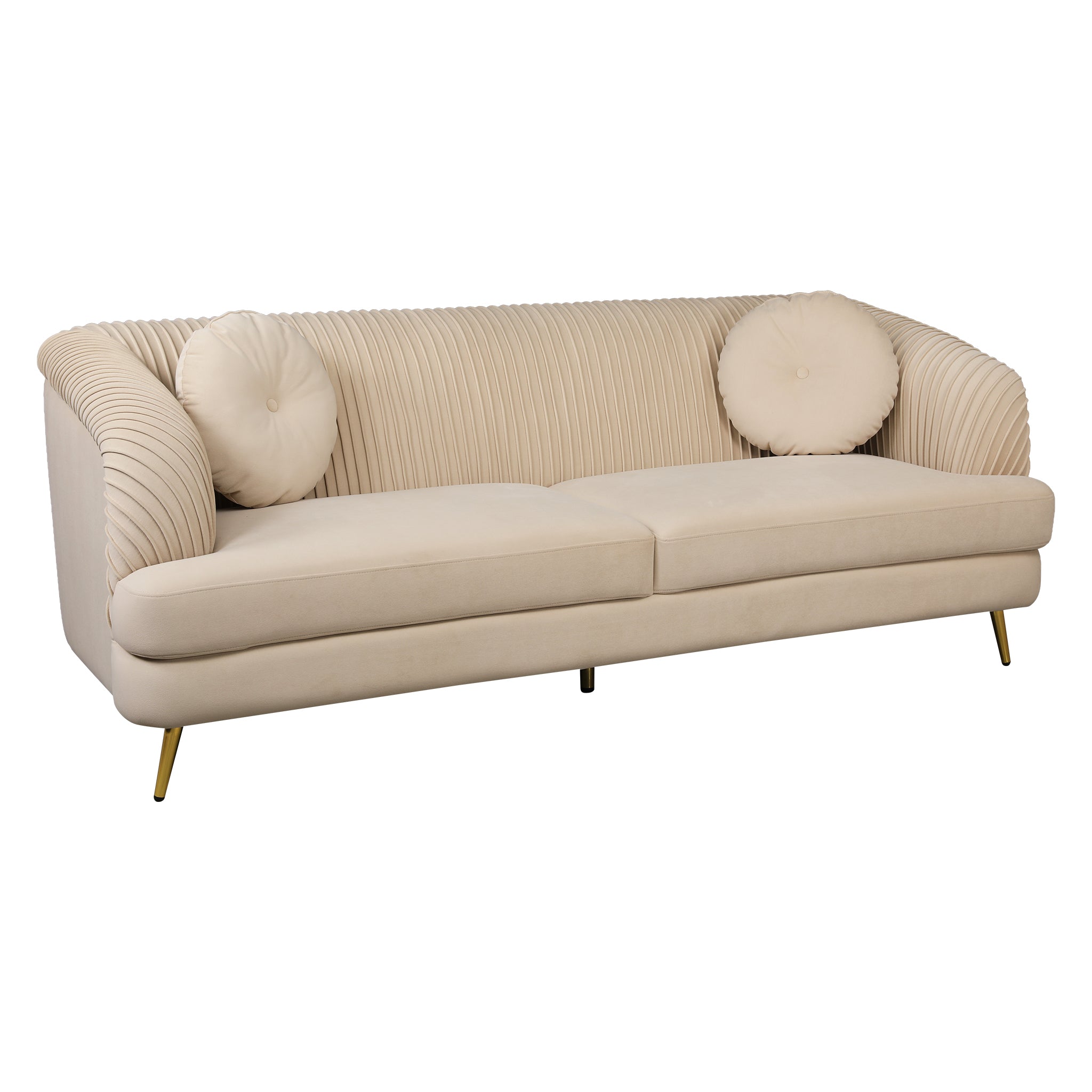 Icon Velvet 3 Seater Sofa Beige