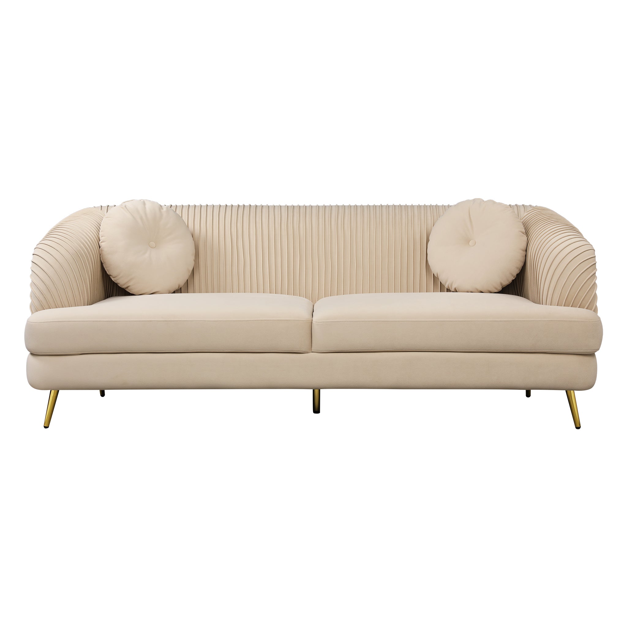 Icon Velvet 3 Seater Sofa Beige