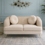 Icon Velvet 2 Seater Sofa Beige