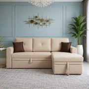 Elba Fabric Sofa Bed Beige Lh