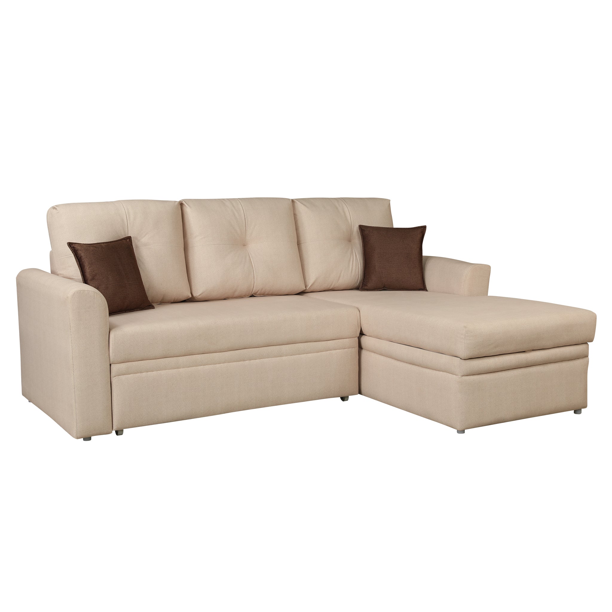 Elba Fabric Sofa Bed Beige Lh