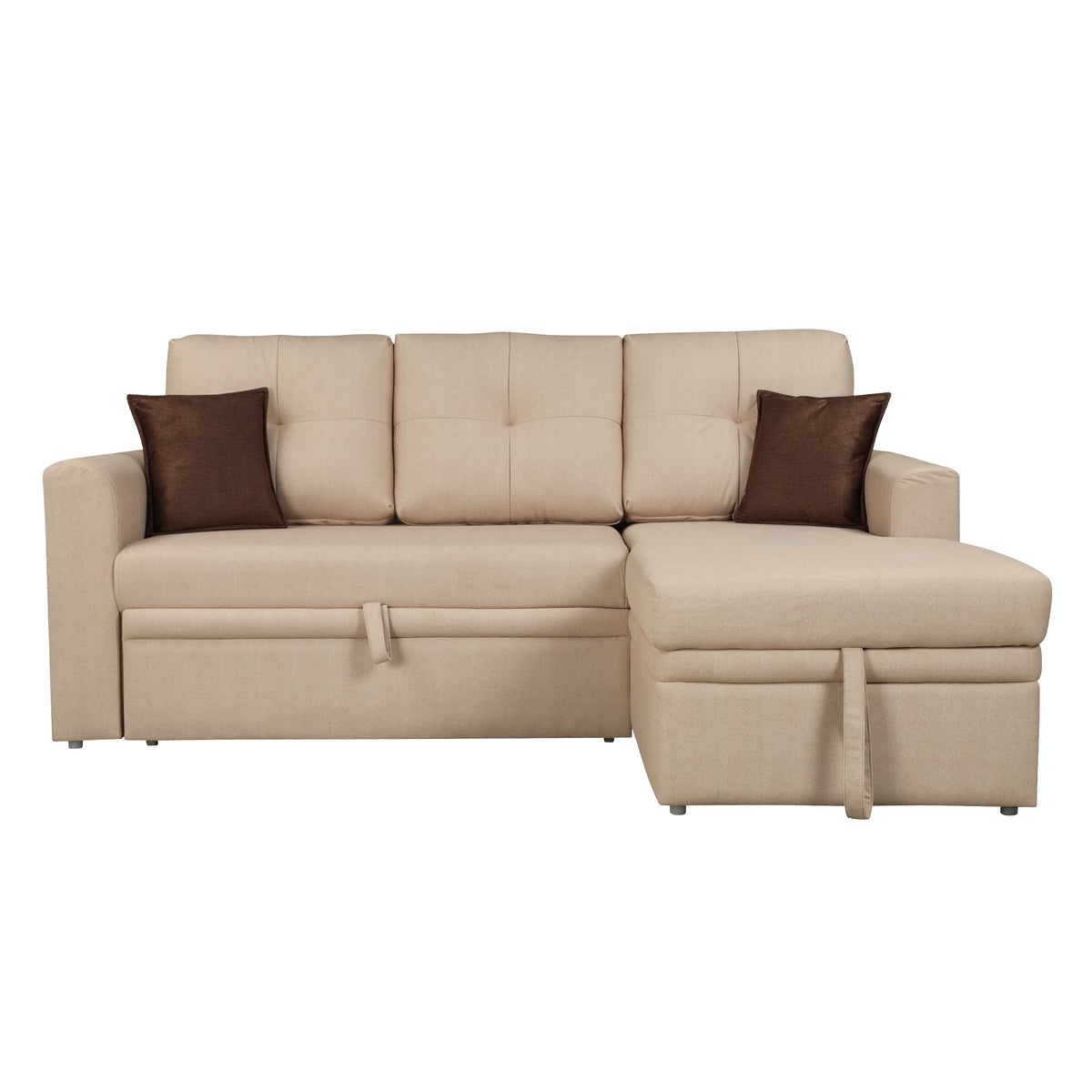 Elba Fabric Sofa Bed Beige Lh