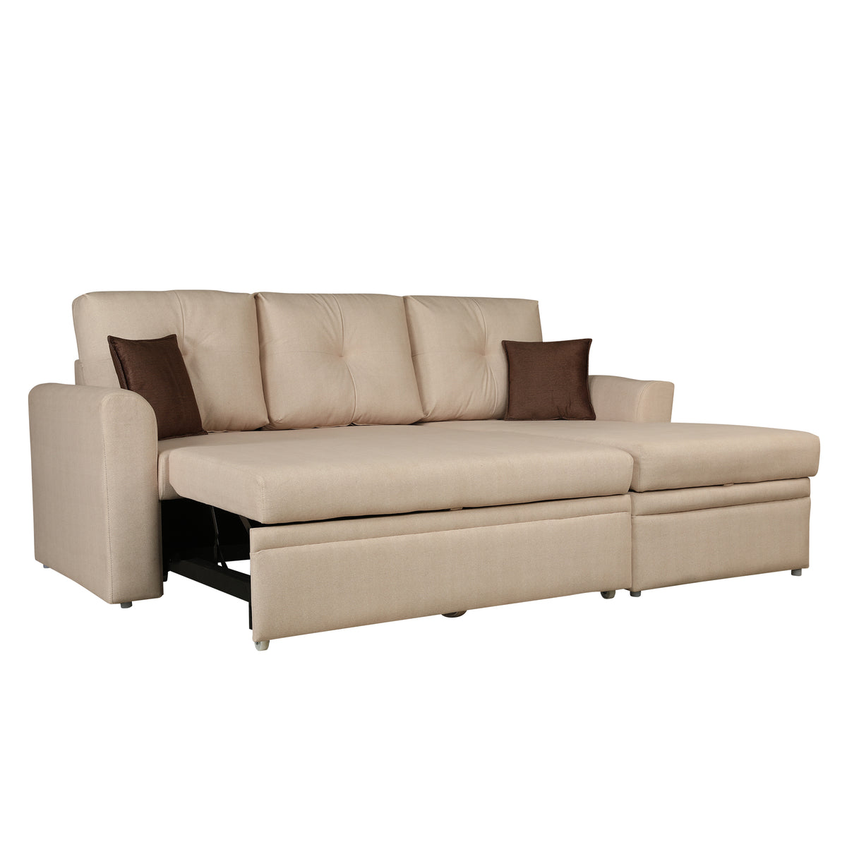 Elba Fabric Sofa Bed Beige Lh