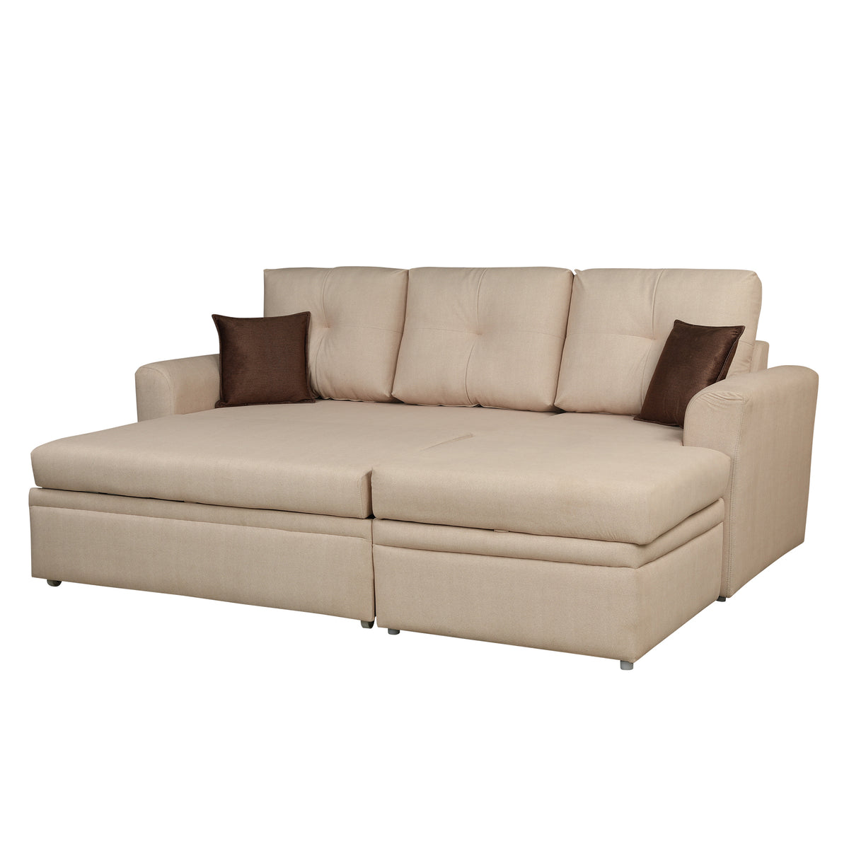 Elba Fabric Sofa Bed Beige Lh