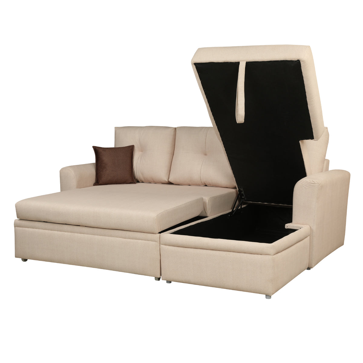 Elba Fabric Sofa Bed Beige Lh