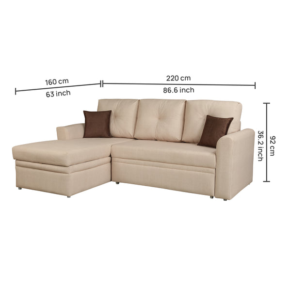 Elba Fabric Sofa Bed Beige Rh dimensions