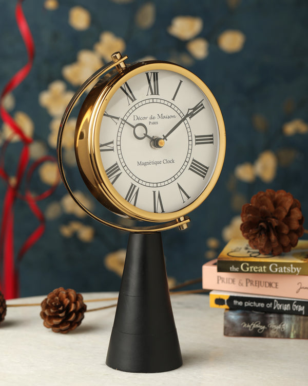 De Massion Black Wood's Pedestal Clock in Reflective Gold dimensions