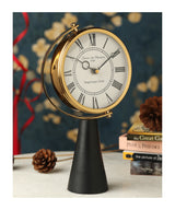 De Massion Black Wood's Pedestal Clock in Reflective Gold