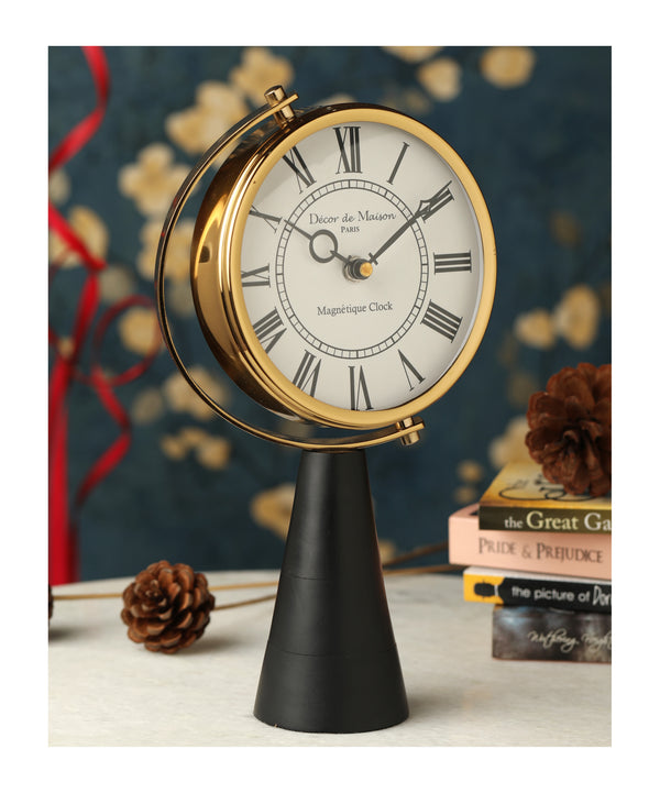 Black Wood's Pedestal Clock in Reflective Gold dimensions
