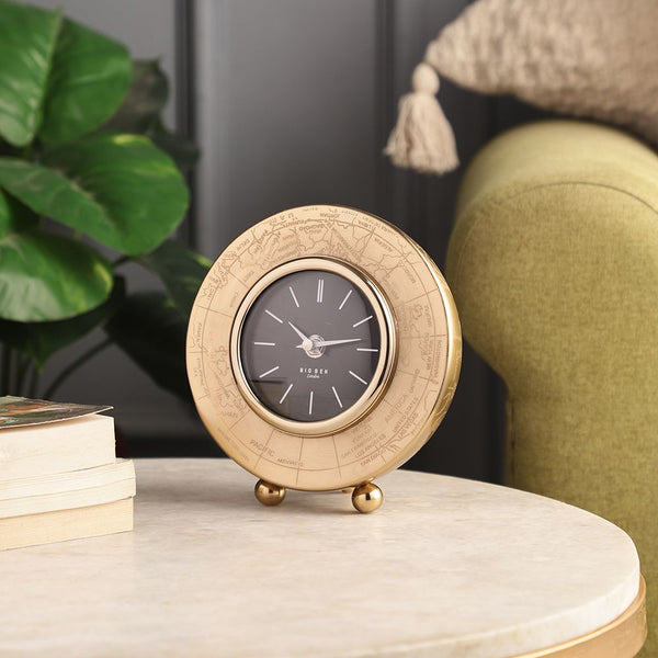 World Clock In Gold Finish dimensions