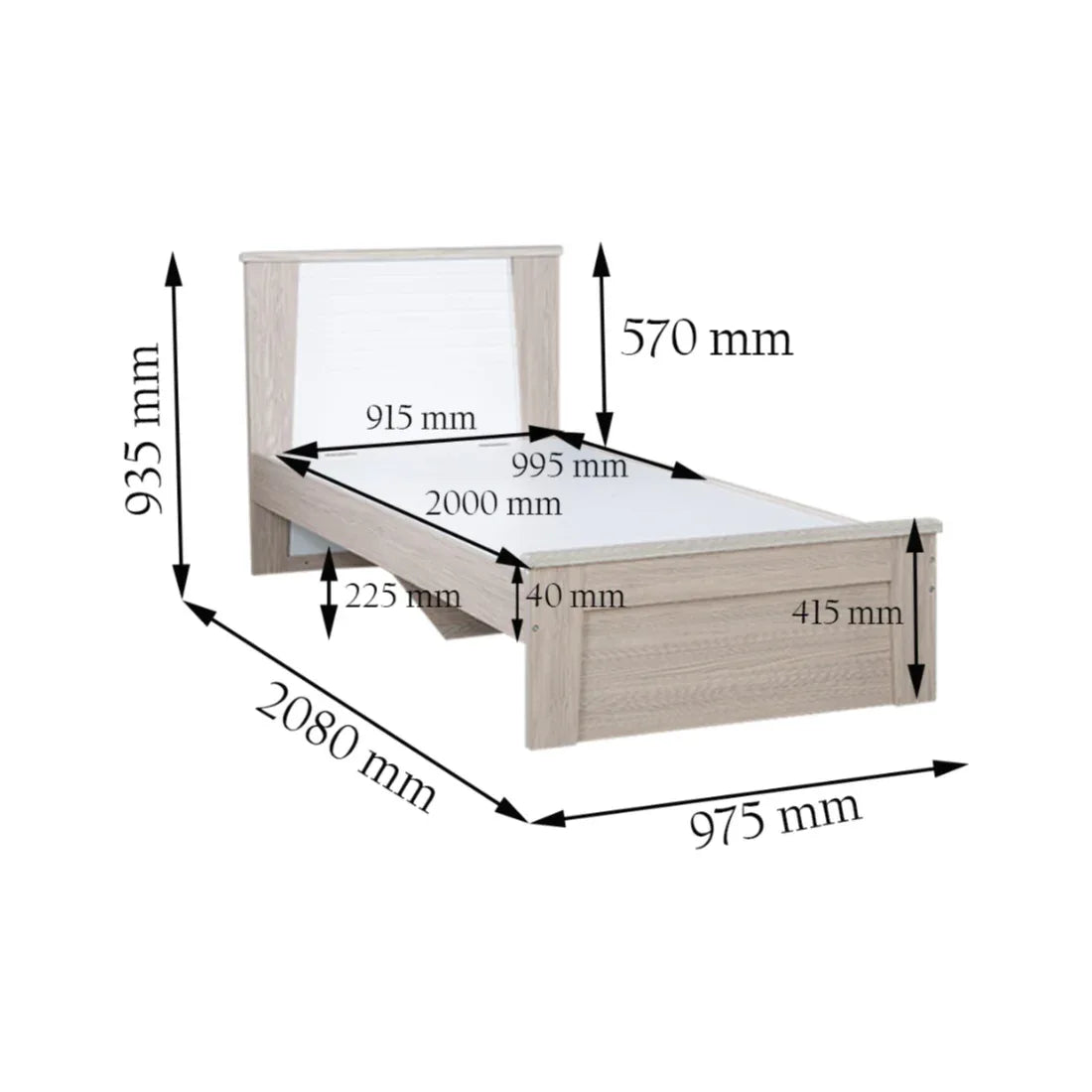 Ambra Single Bed without storage in Oak Colour - HomeTown