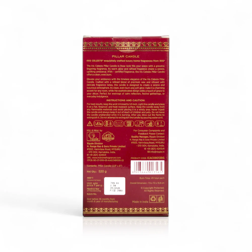 IRIS CELESTE  PILLAR CANDLE  ICAC09013RG