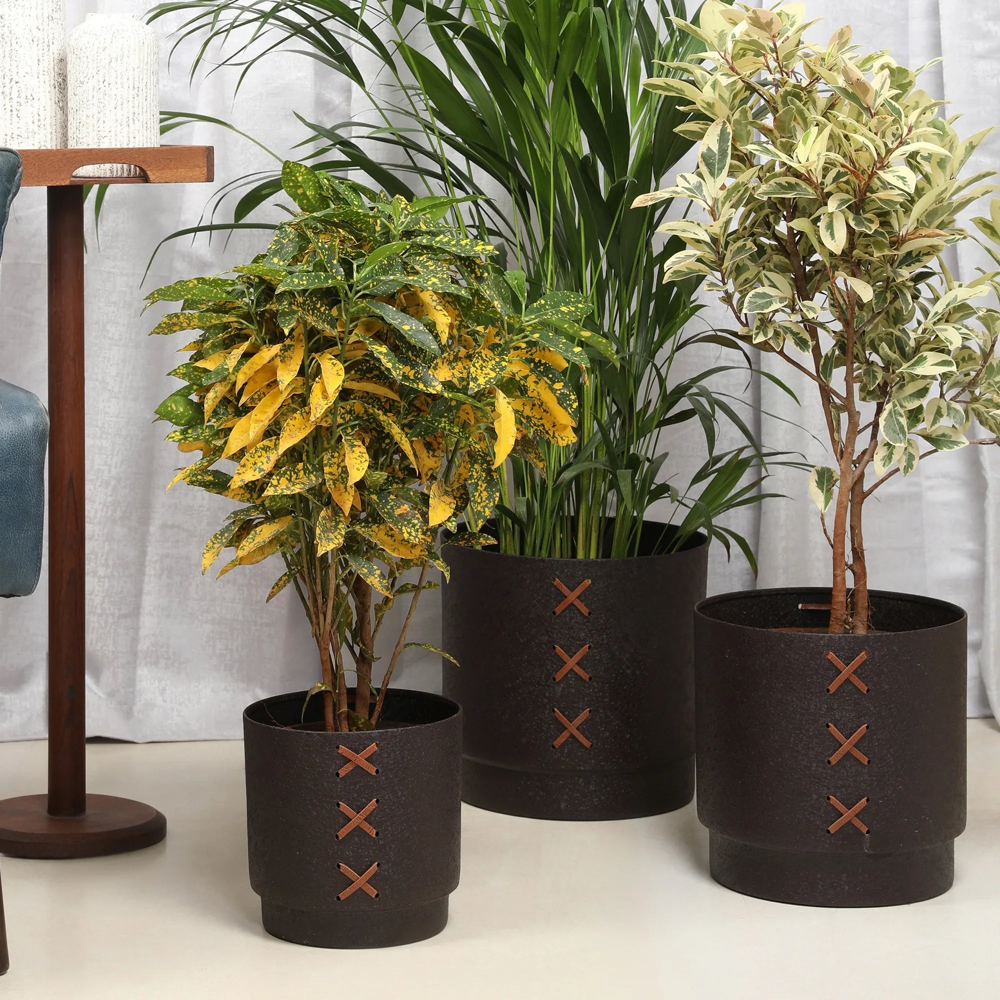 Cosmos Metal Planter 17 cm in Brown Colour - HomeTown