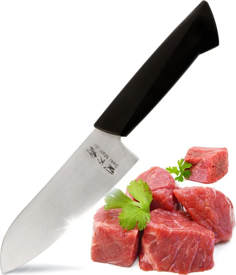 Seki Manju Santoku (S) Black Handle Stainless steel Premium Knife in Black Colour - HomeTown