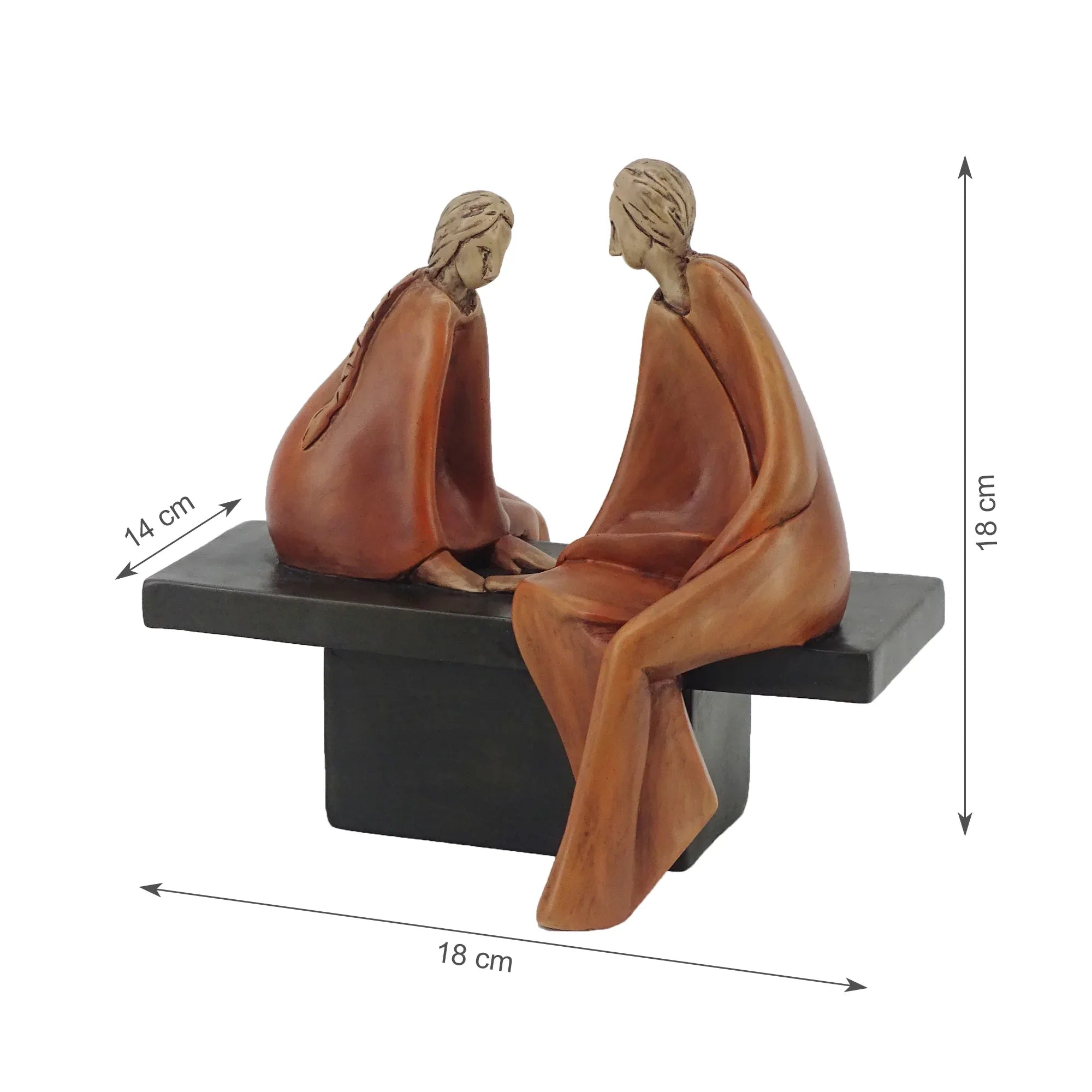 Alpine Polyresin Couple Sitting On Bench 18 Cm in Brown Colour - HomeTown