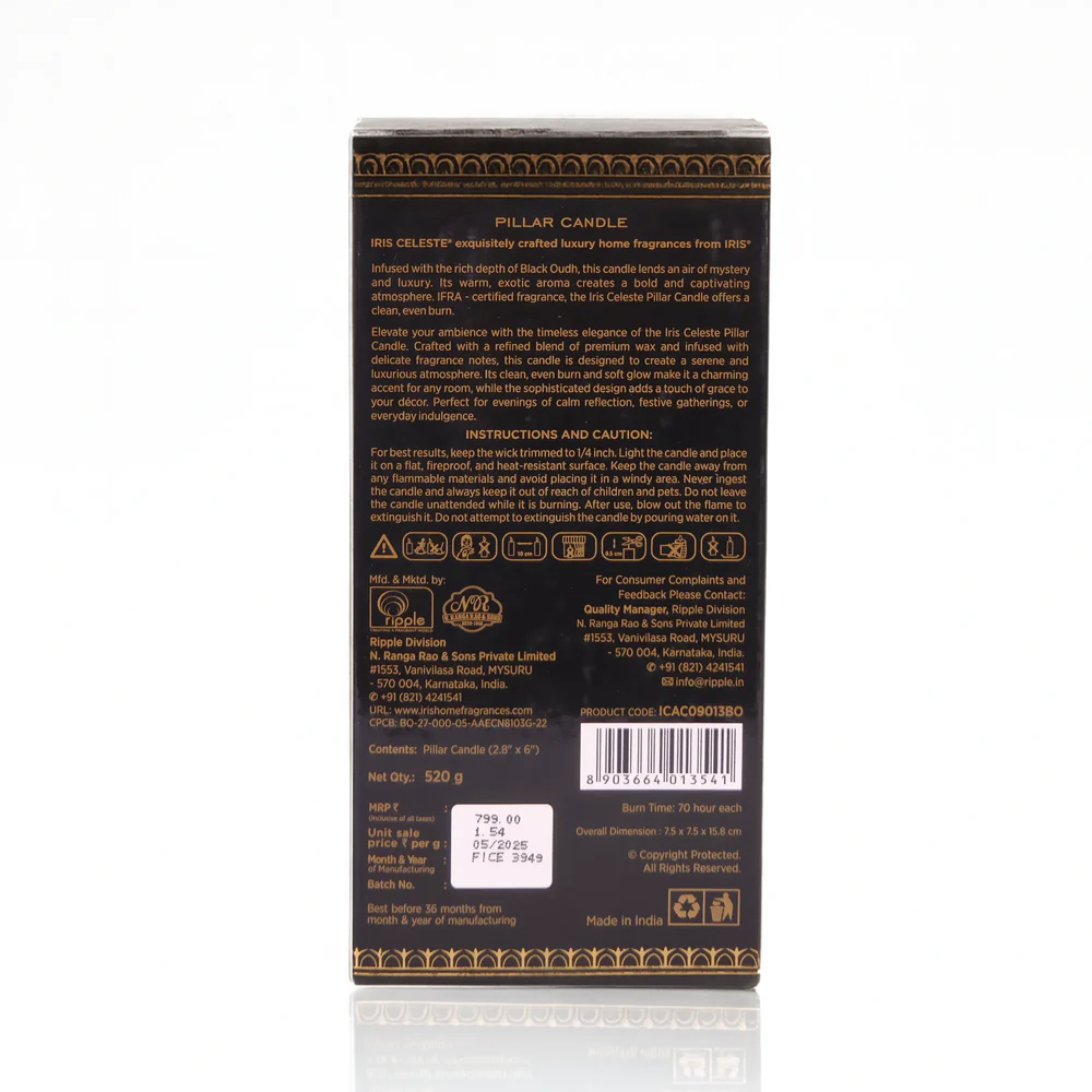 IRIS CELESTE  PILLAR CANDLE  ICAC09013BO