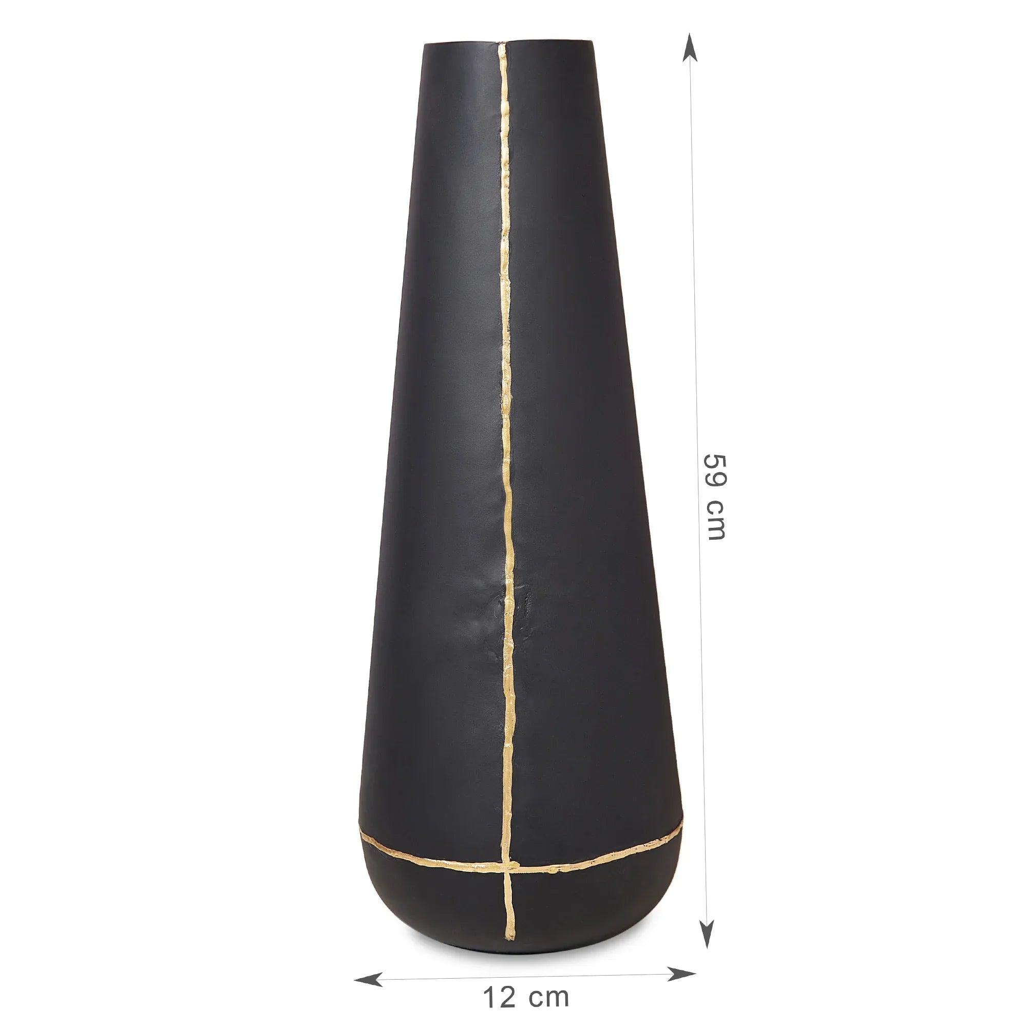 Mezzo Metal Vases 58 cm in Black Colour - HomeTown