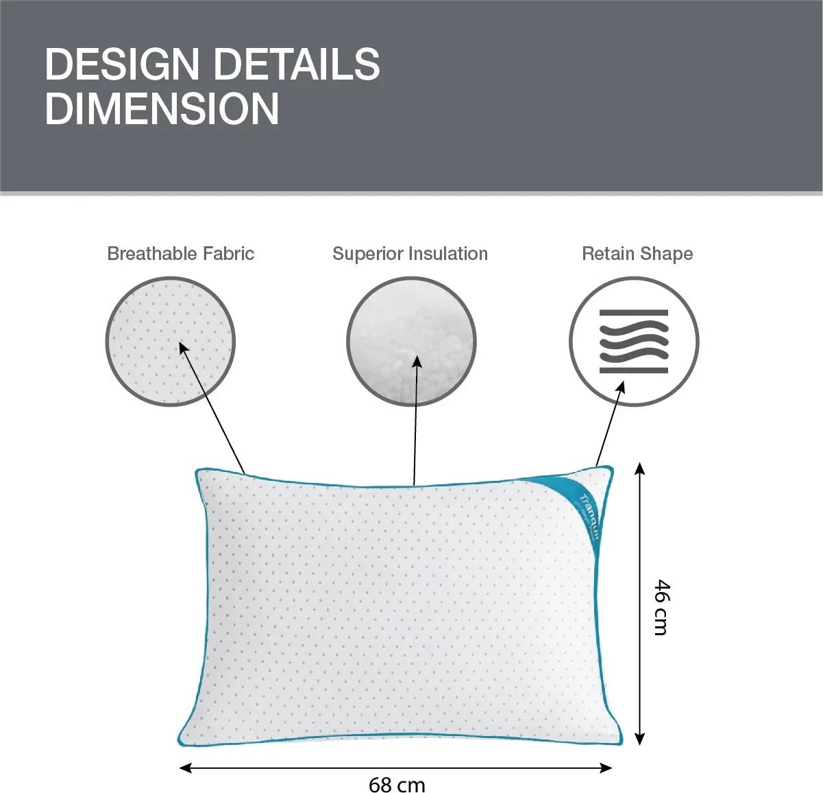 Serenity Tranquil Pillow 46X68 Cm in White Colour by Living Essence - HomeTown