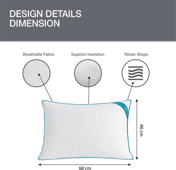Serenity Tranquil Pillow 46X68 Cm in White Colour by Living Essence dimensions