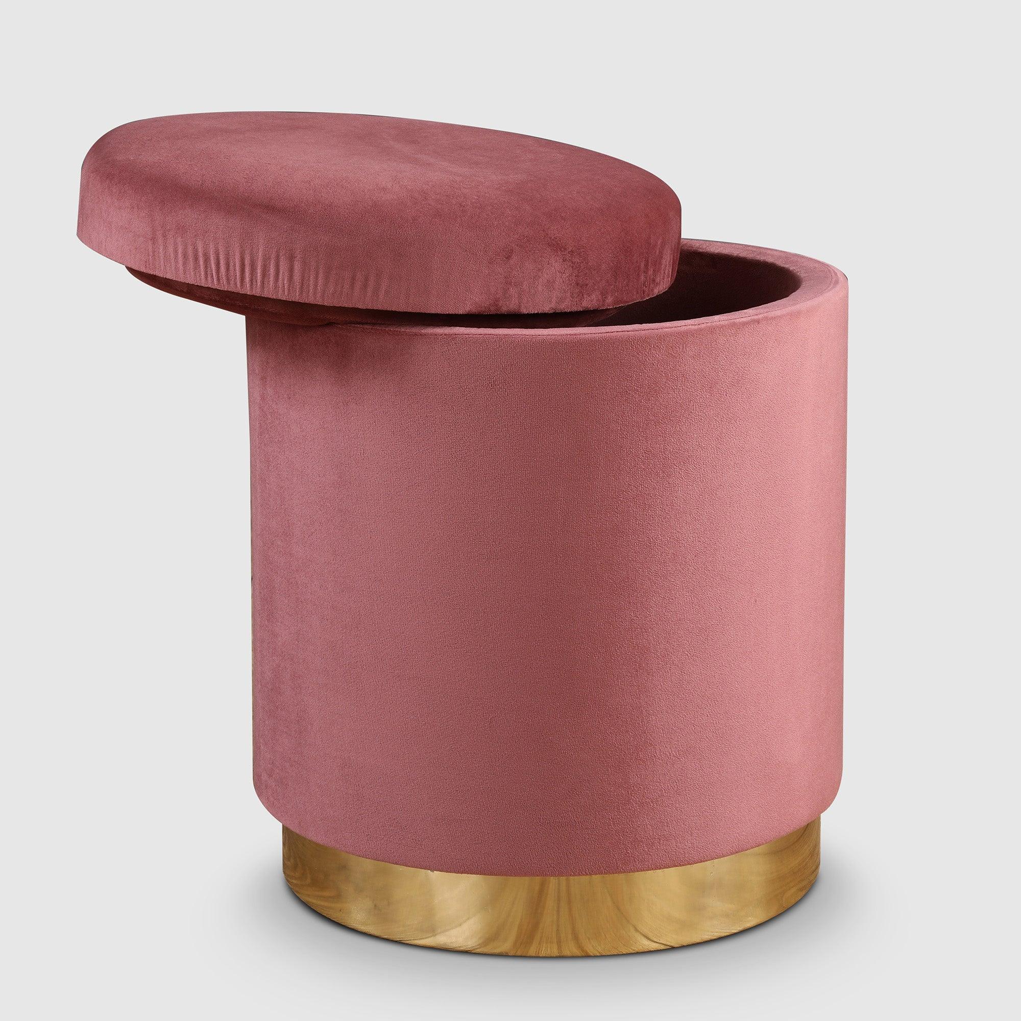 Barrel Fabric Ottomans in Blush Colour - HomeTown