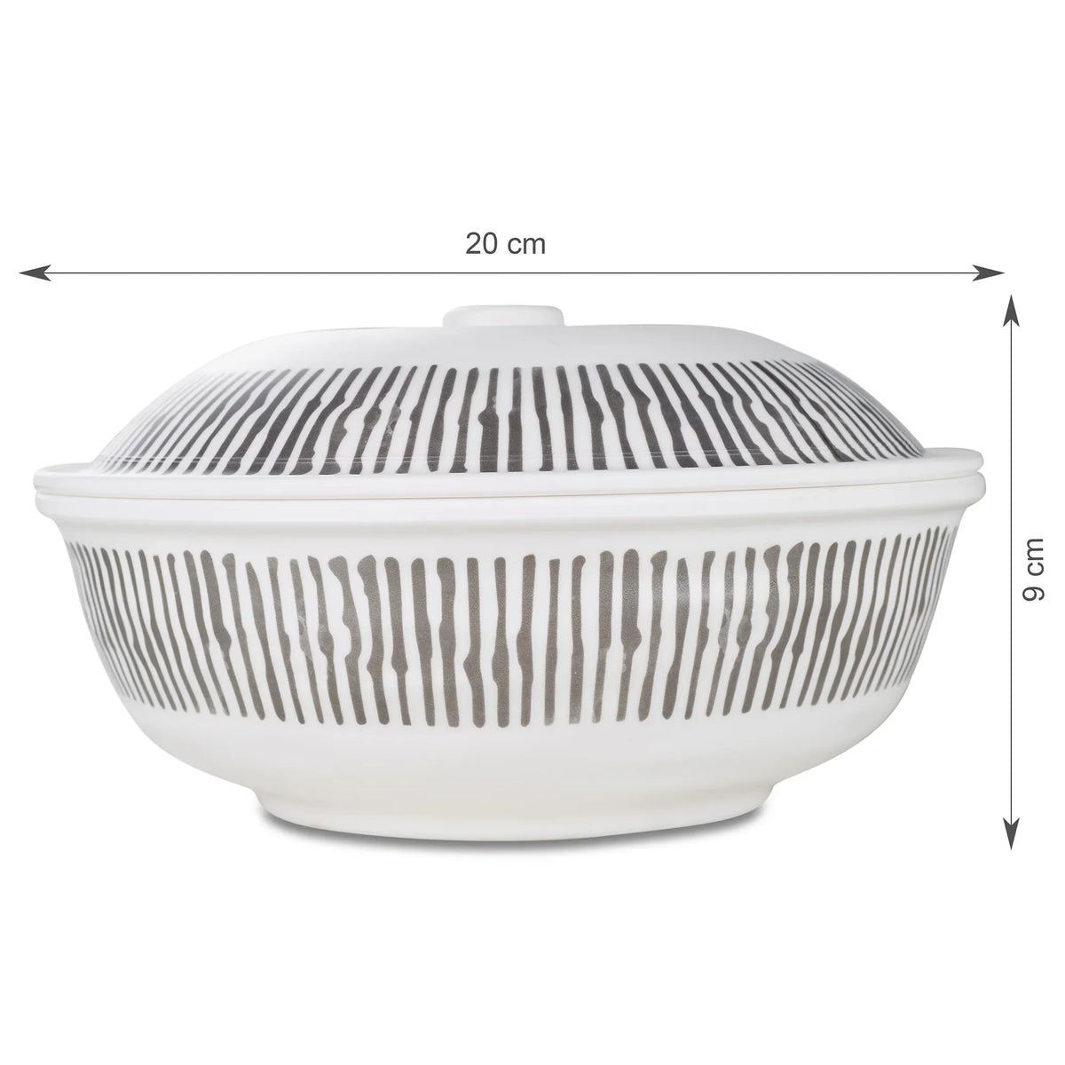 Linea Melamine Serving Bowl with Lid in Black & White Colour - HomeTown