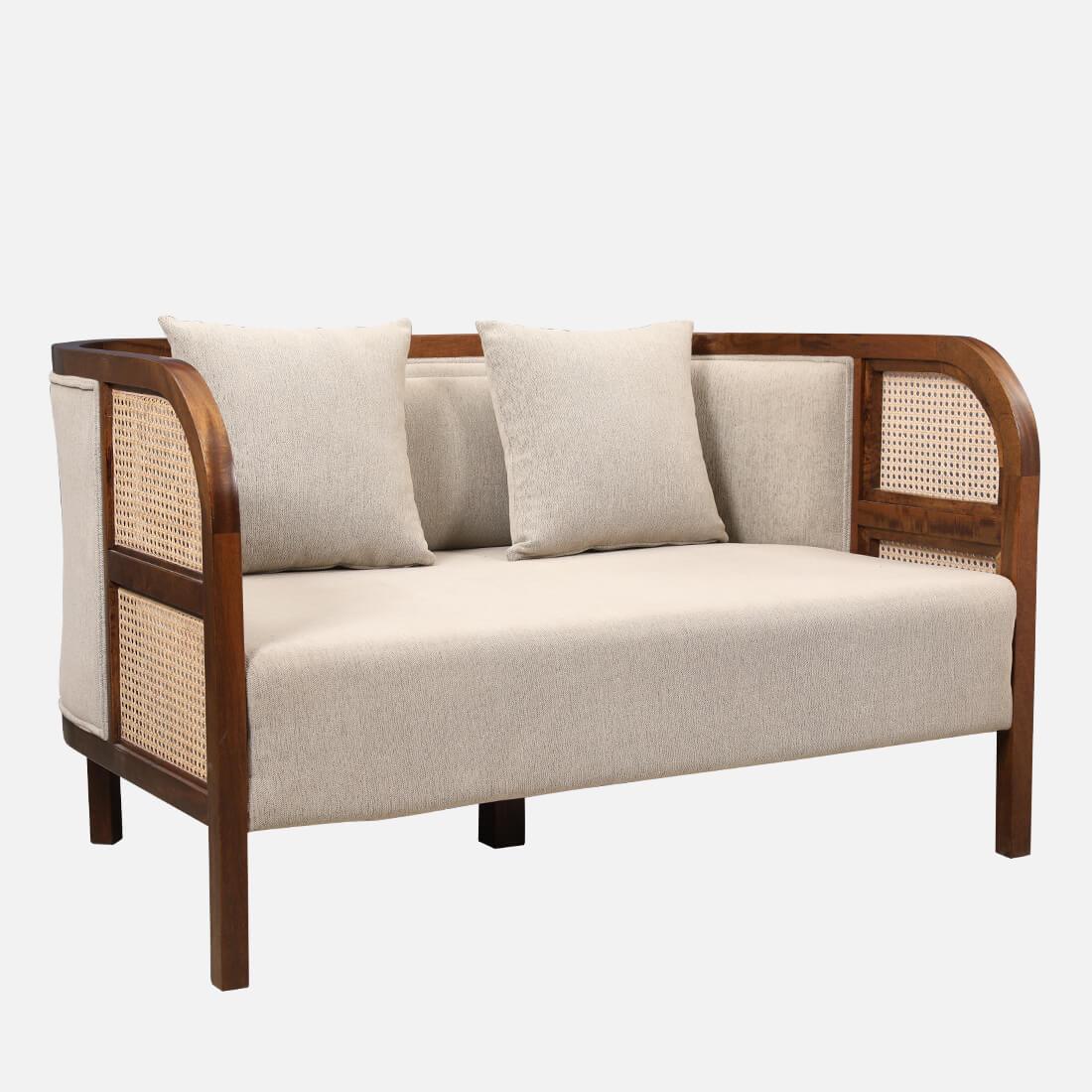 Siam Solidwood Two Seater Sofa in Beige Colour - HomeTown