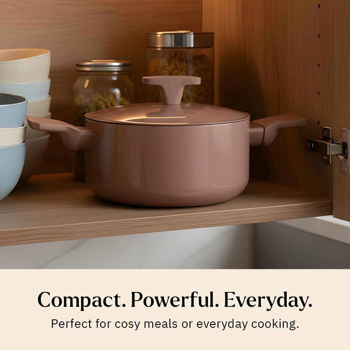 Ember Cookware Arcilla Ceramic Dutch Oven 20cm | 2.6 Litre Non Stick Non Toxic Pot with Metallic Lid | ISI Certified | Ceramic Cookware | Biryani Pot | PFAS & PTFE Free | 5-Year Warranty | Terracotta