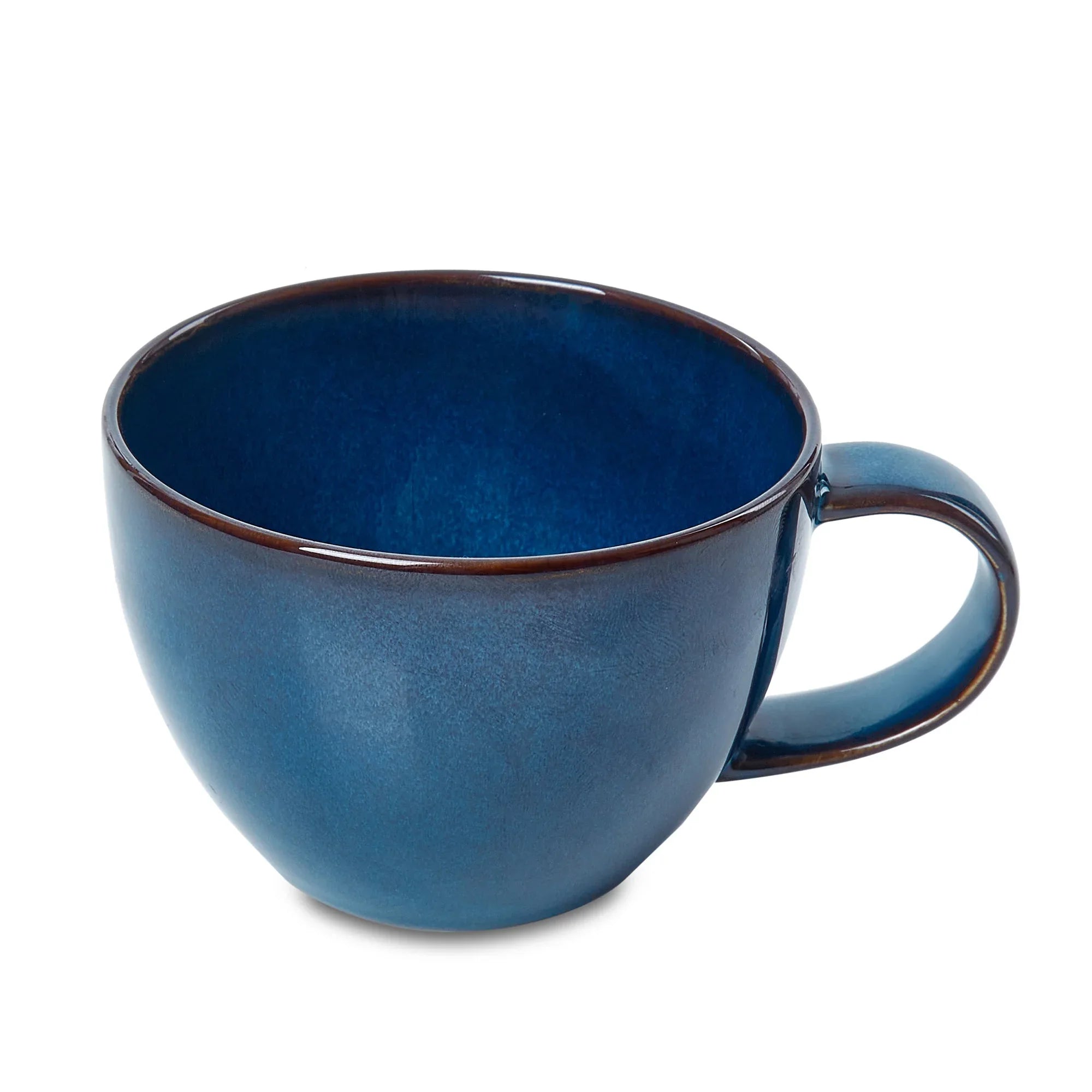 Hygge Studio Pottery Stoneware Cup & Saucer Set of 4 in Navy Blue Colour - HomeTown