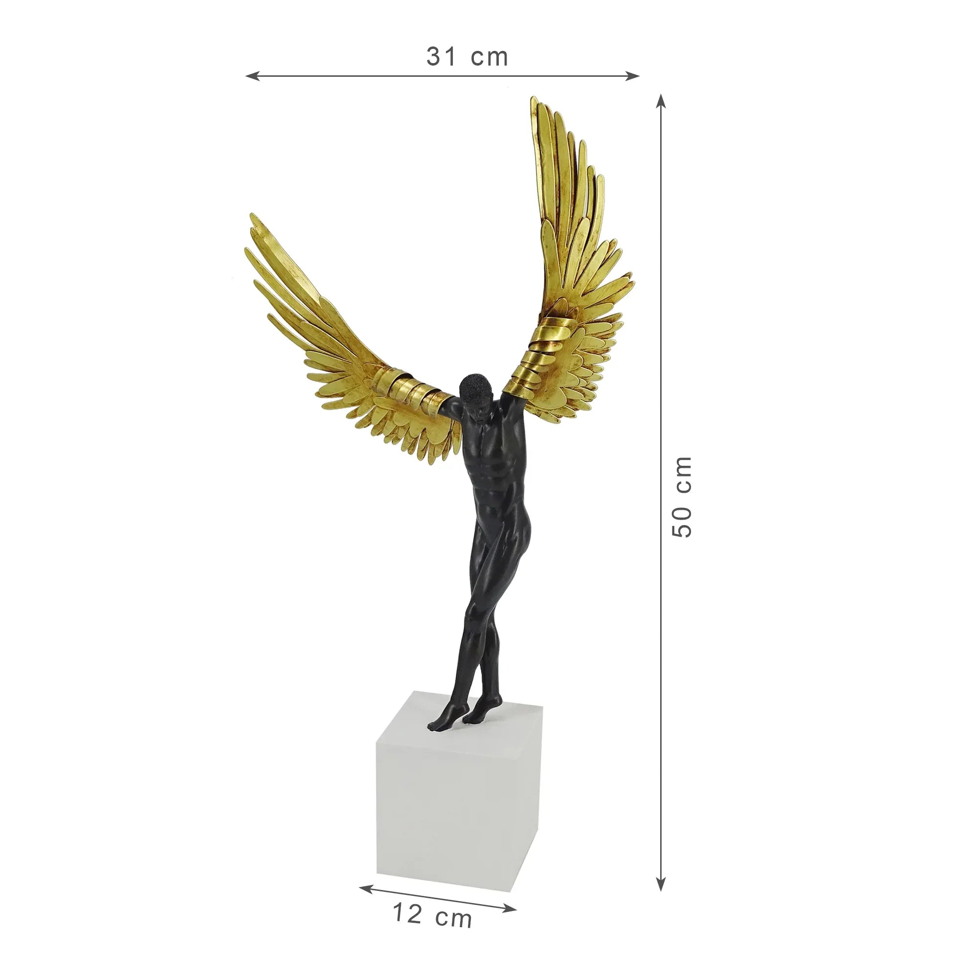 Willow Polyresin Angel With Wings 50Cm in Black & White Colour - HomeTown