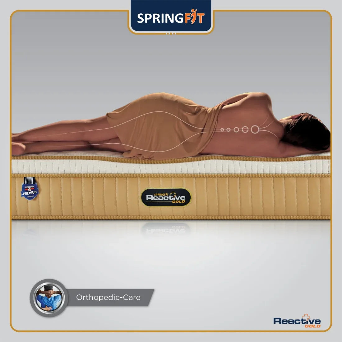 Reactive Gold Orthopedic Support Memory Foam King Mattress 80x72x6 Inch in Grey Colour - HomeTown