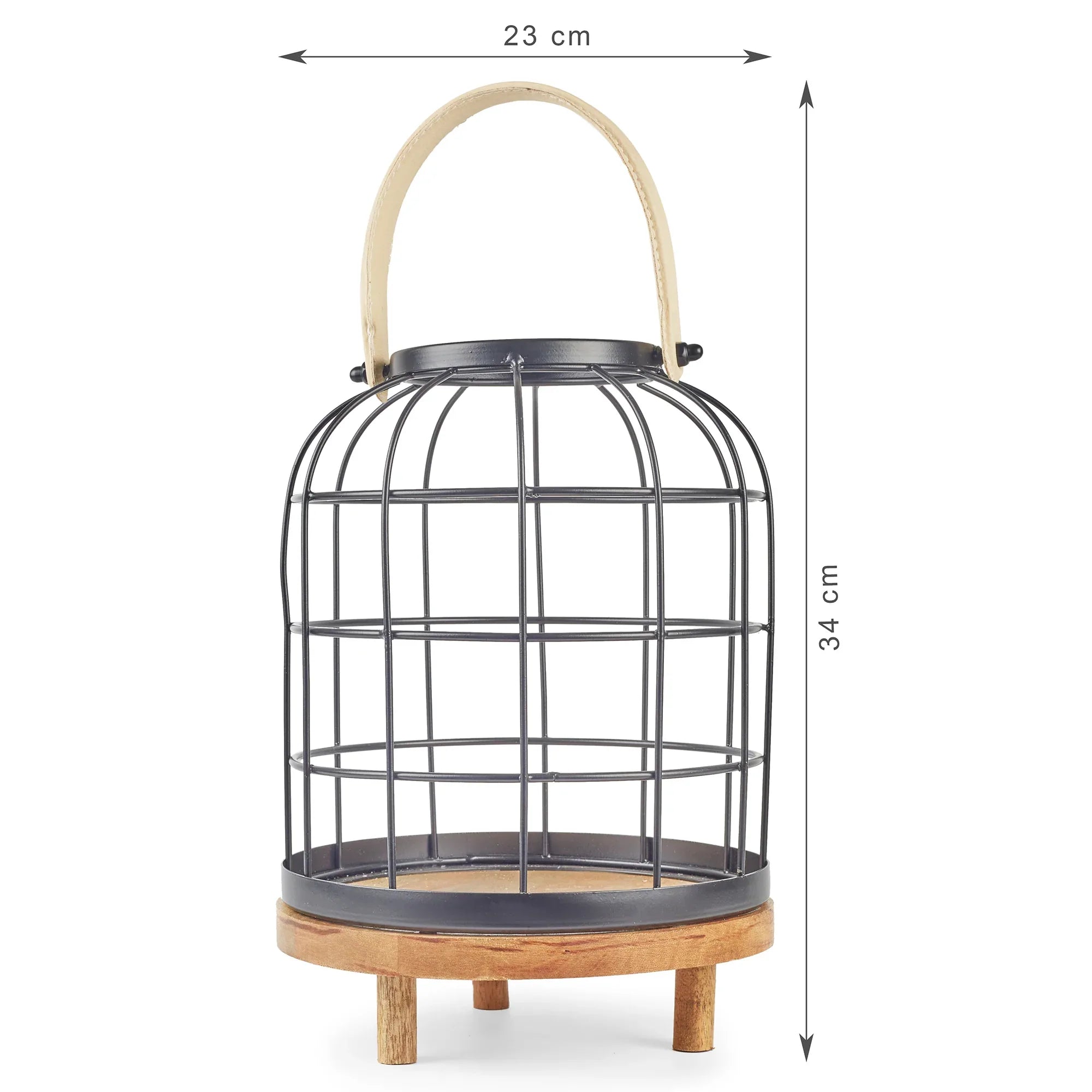 Sovereign Iron and Wood Jali Hanging Lantern 23x34Cm in Black Colour - HomeTown