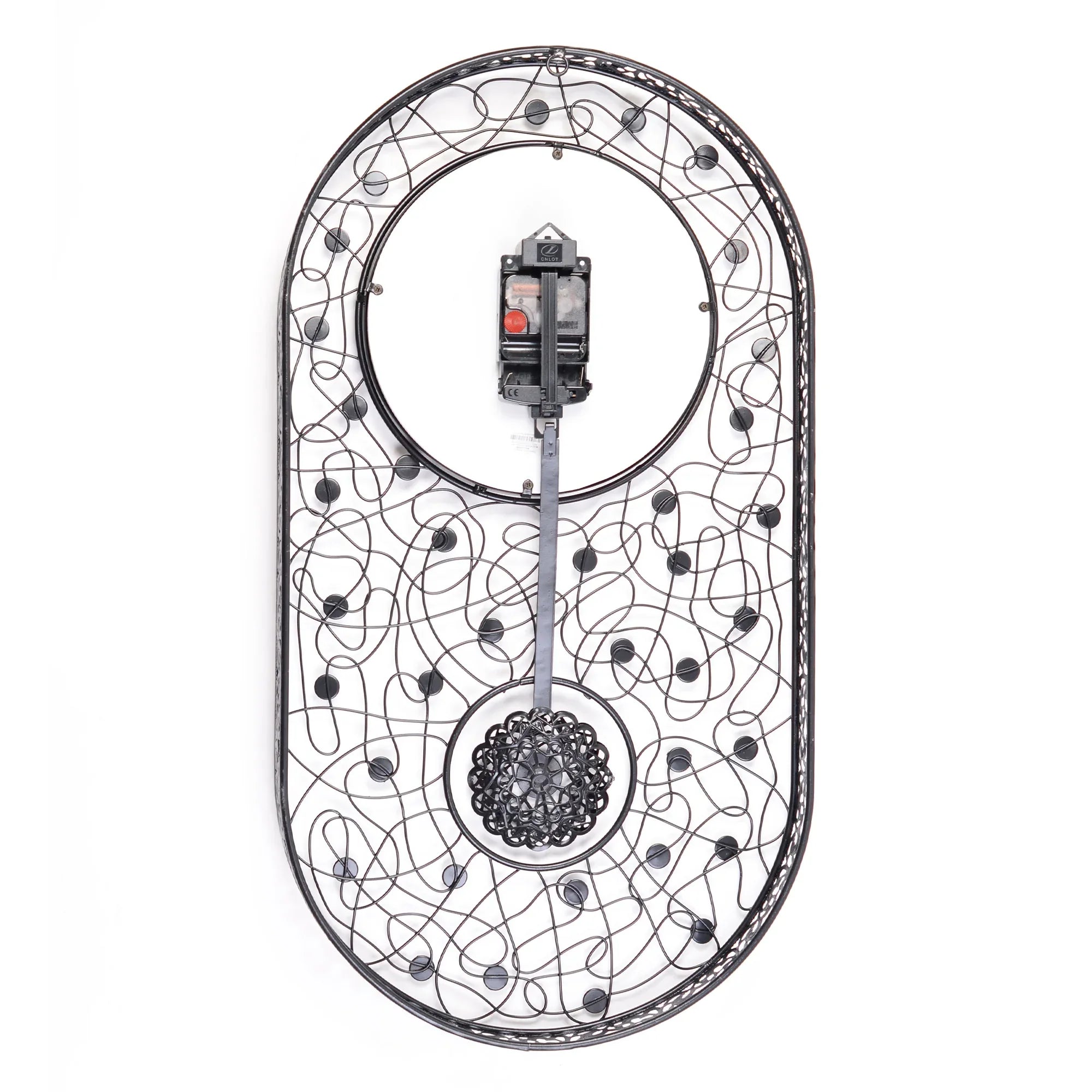 Rhythm Metal And Glass Oval Pendulum Wall Clock in Black Colour - HomeTown