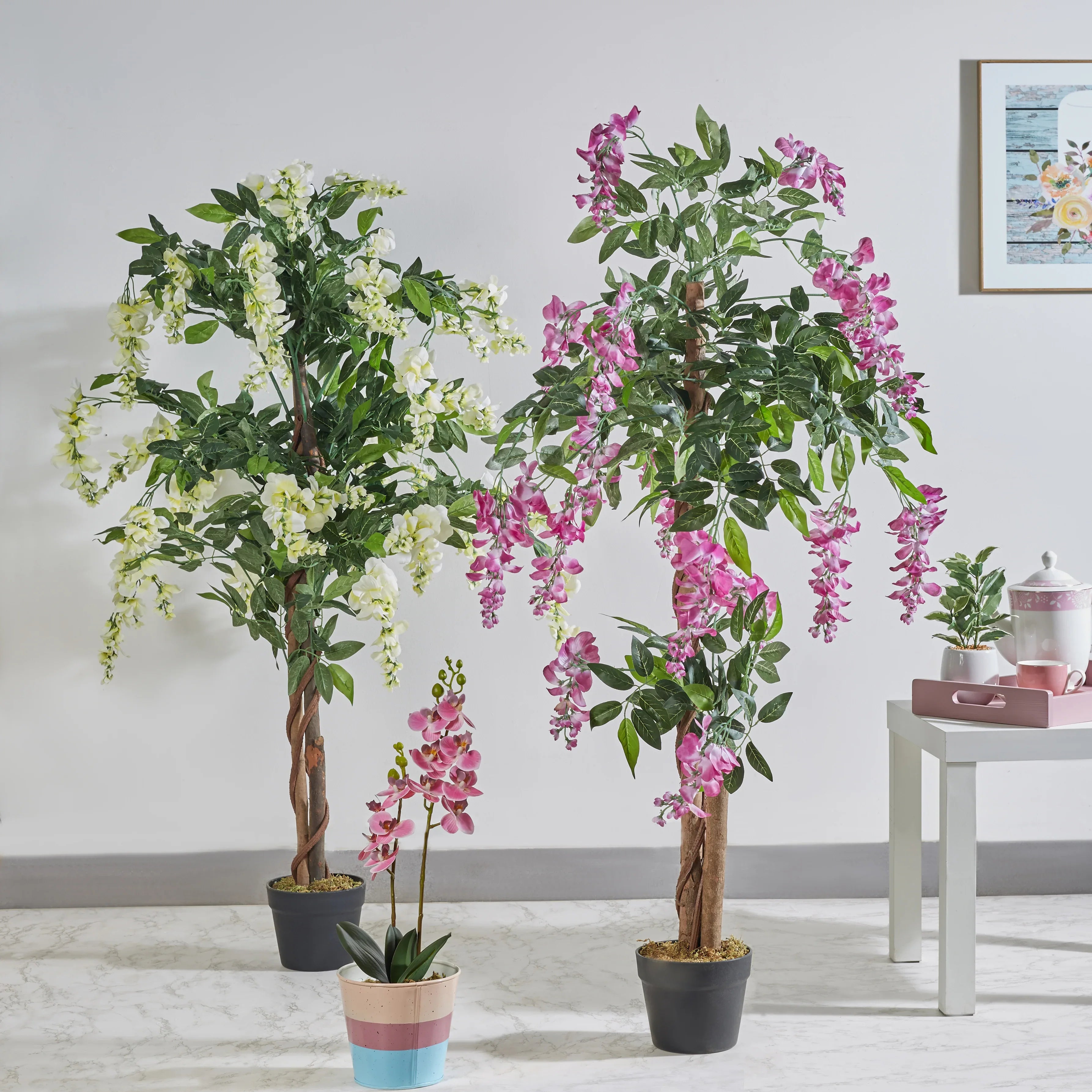 Ilana Artificial Wisteria Potted Tree 120Cm in White Colour - HomeTown