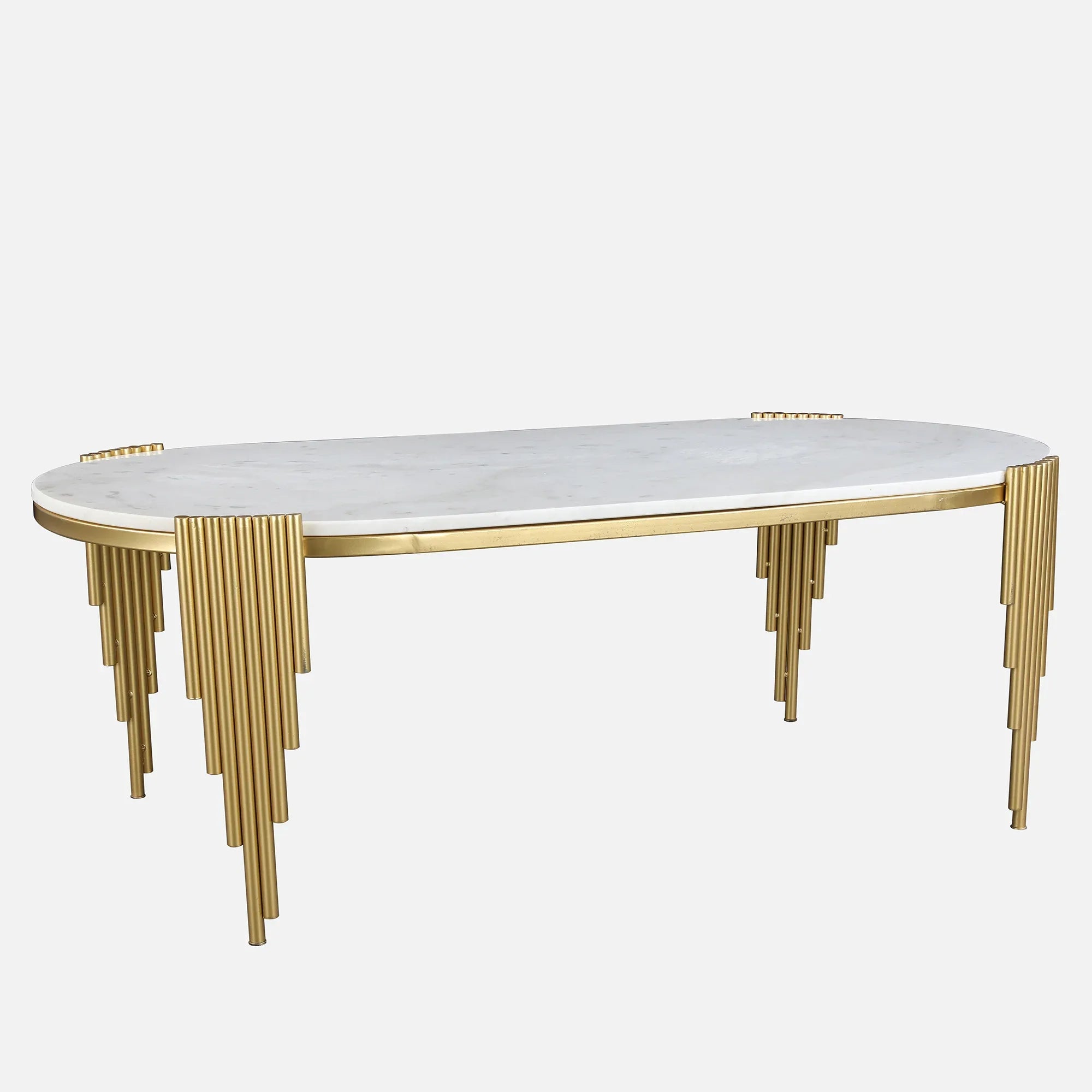 Giove Marble & Iron Center Table in White & Gold Colour - HomeTown