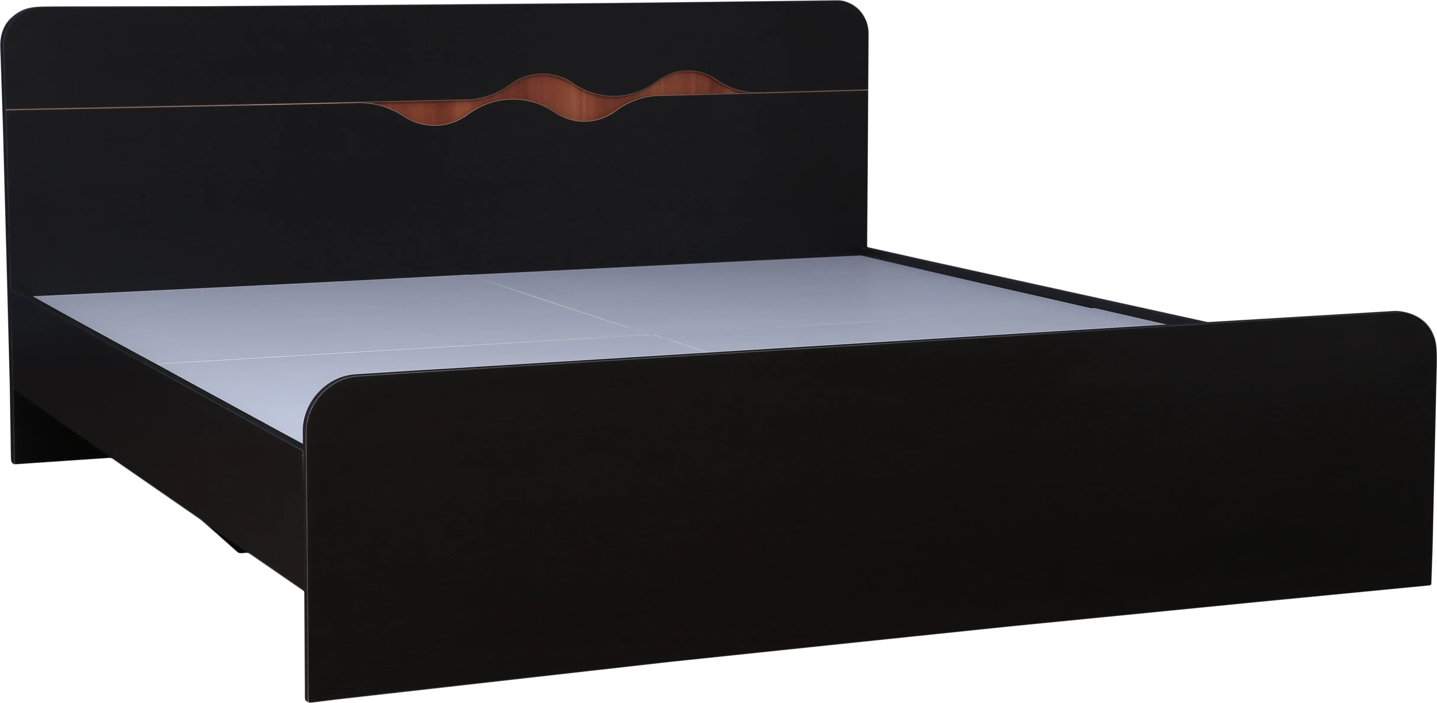 Swirl Queen bed without storage in Dark Oak Colour - HomeTown