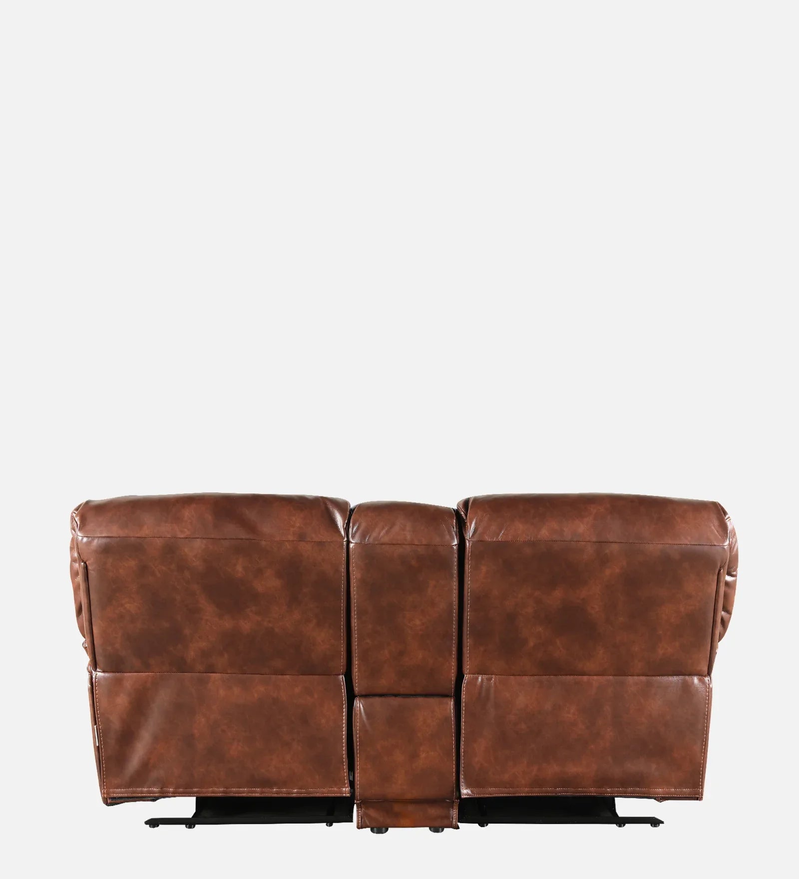 Urbano Leather Fabric Two Seater Recliner with Console in Brown Colour - HomeTown