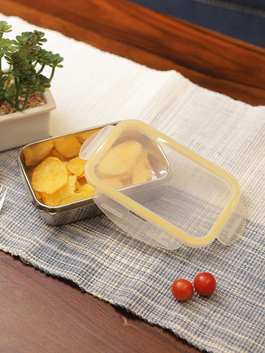 Carry Steel Rectangle Container 500ML in Silver Colour