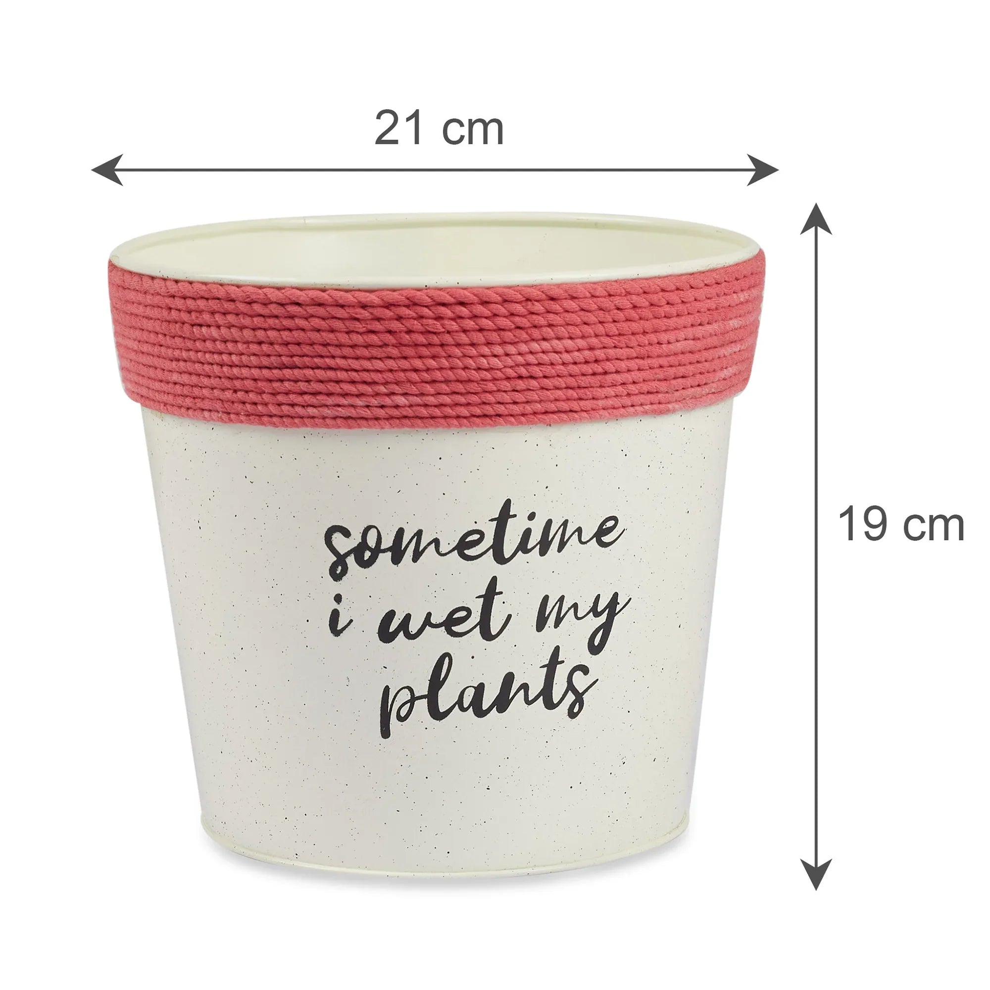 Pep Pop Metal Funky Quote Planter 19Cm in Off White & Fuchsia Colour - HomeTown