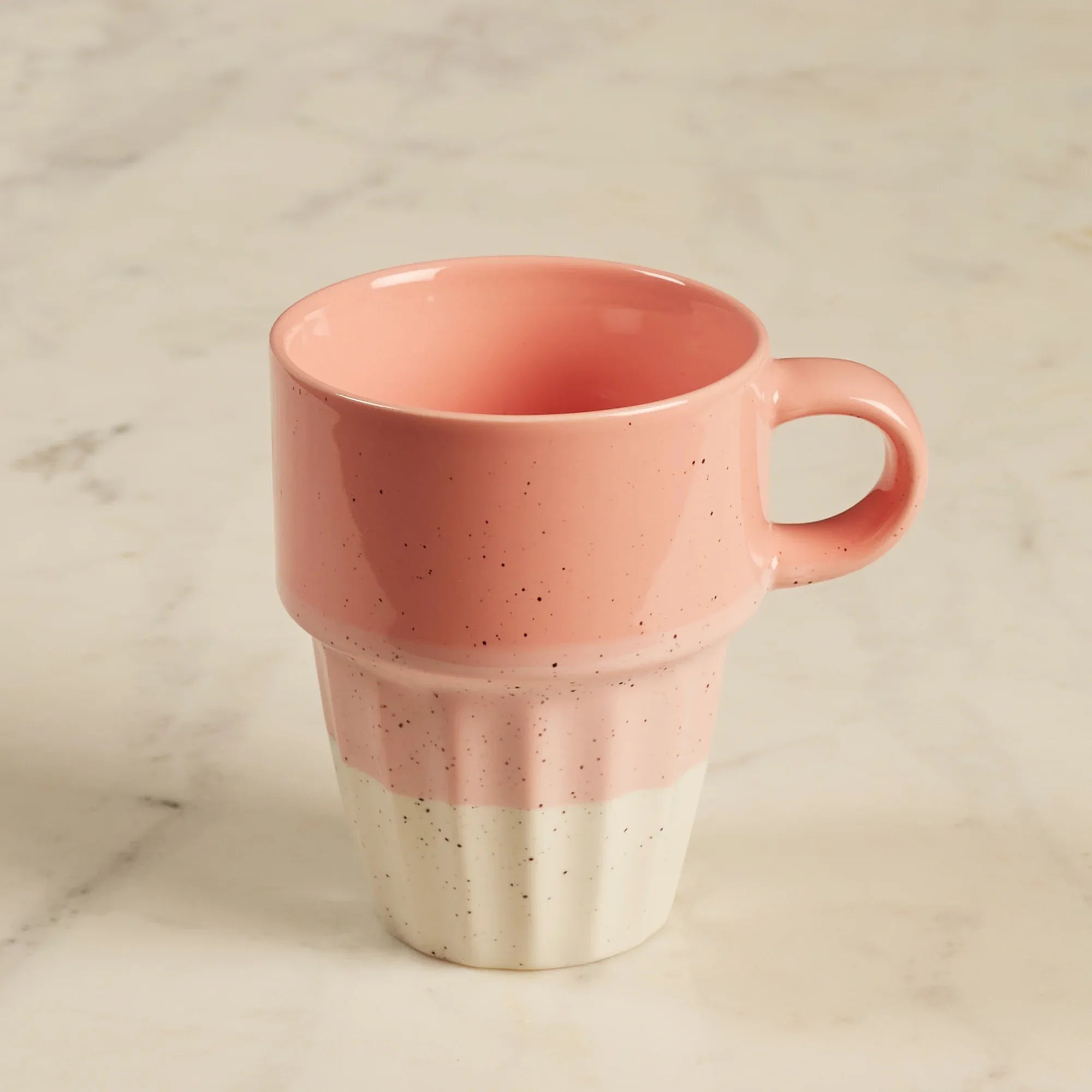 Emilia Ceramic Coffee Mugs Set Of 4 With Metal Stand in Blue & Pink Colour - HomeTown