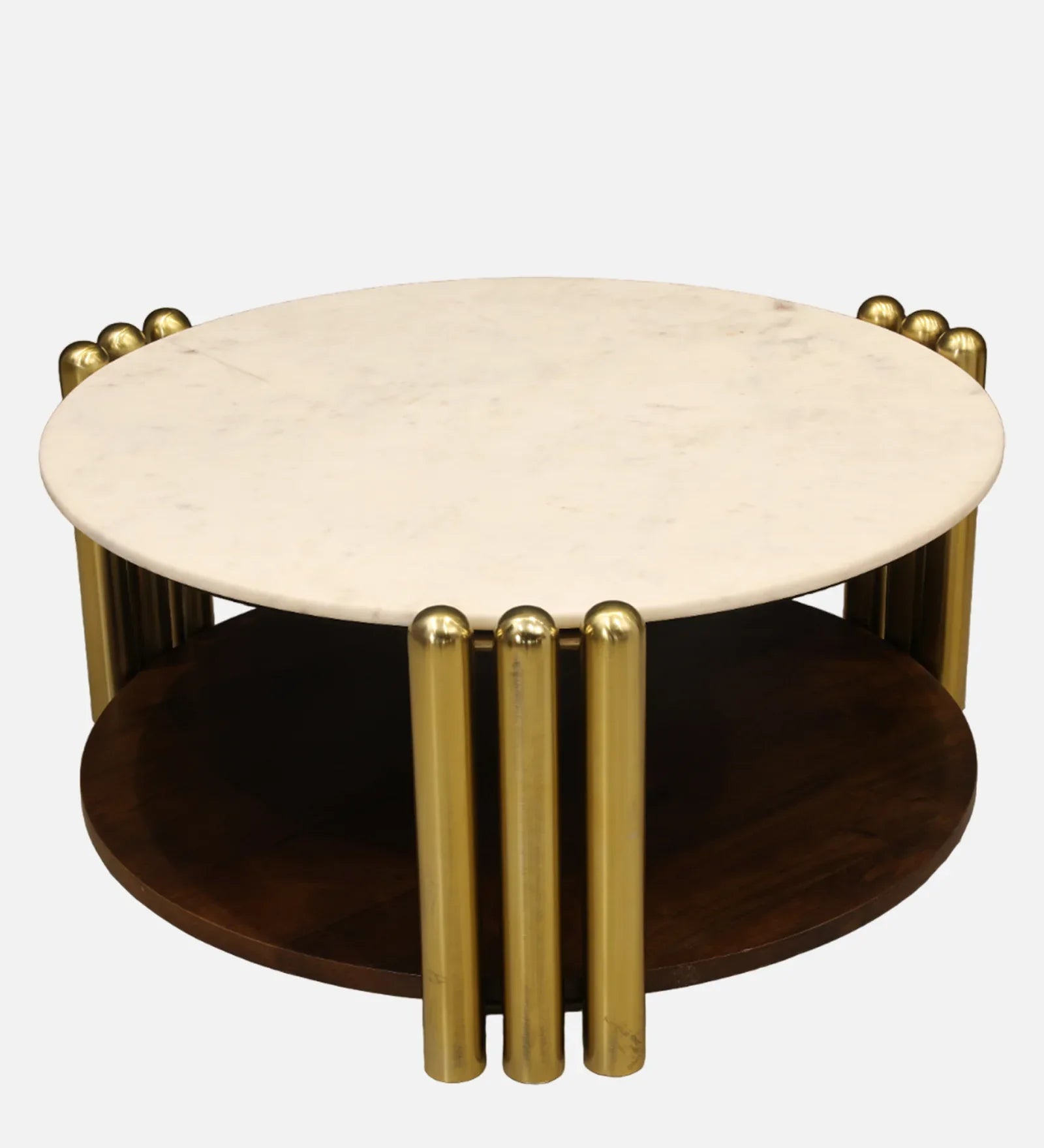 Regalia Marble Top Center Table in White & Gold Colour - HomeTown