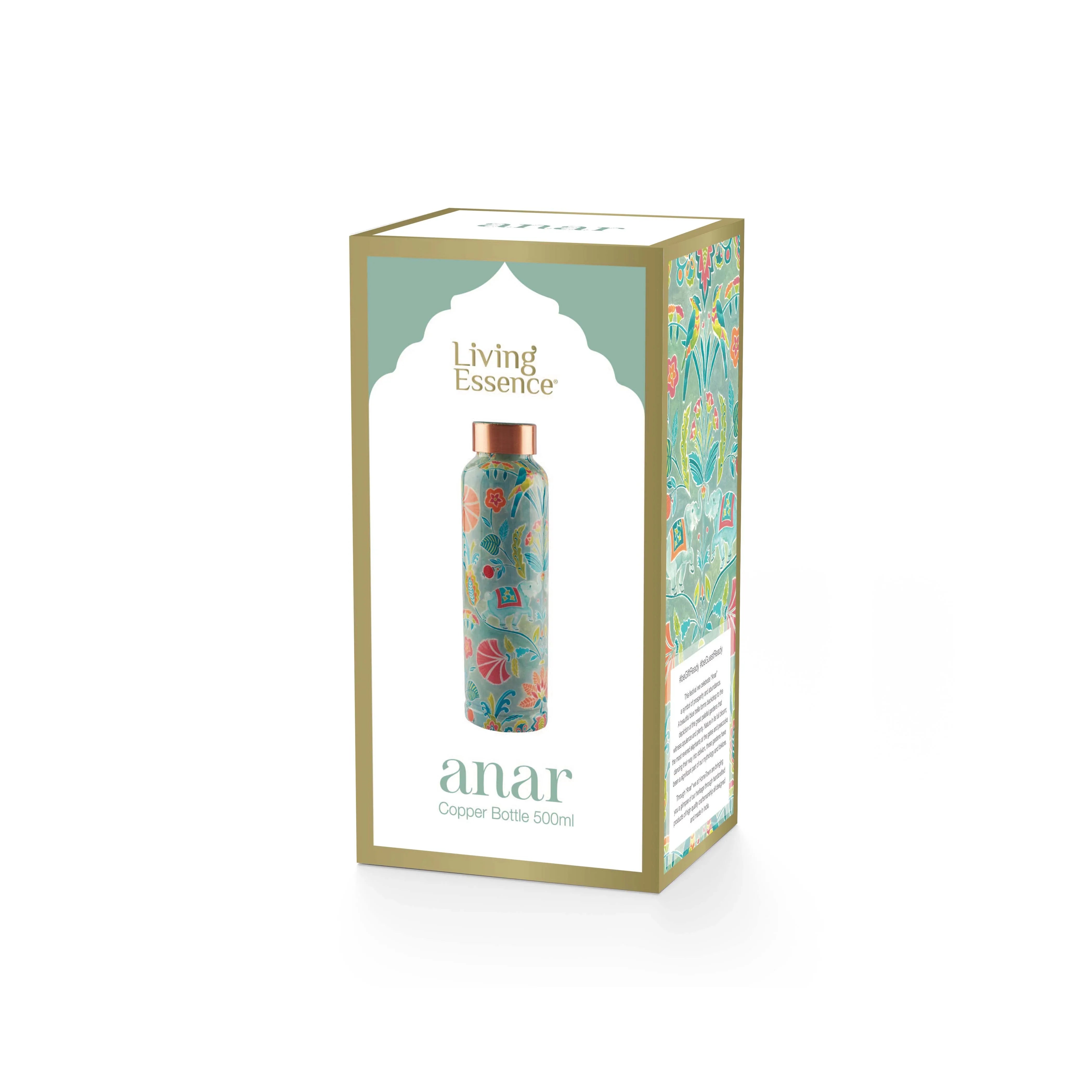 Anar Printed 1 Litre Copper Bottle Perfect Ayurvedic Copper Vessel For Sports, Fitness, Yoga - Natural Health Benefits in Multi Colour - HomeTown