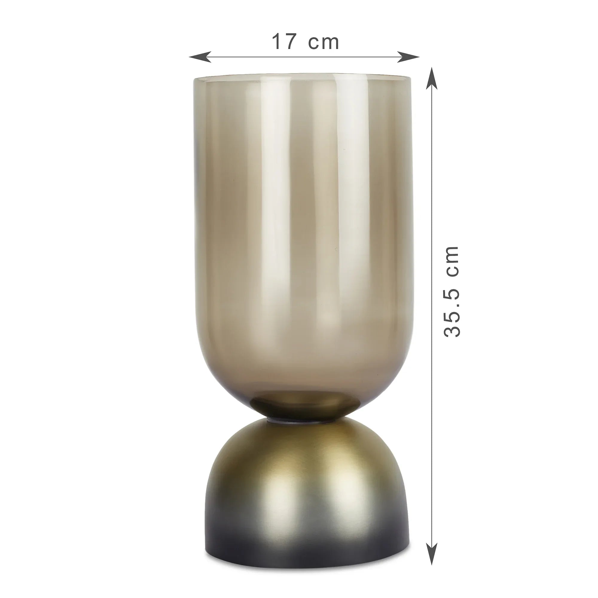 Zeus Iron and Glass Ombre Chimney Hurricane 17x35 Cm in Antique Gold & Black Colour - HomeTown
