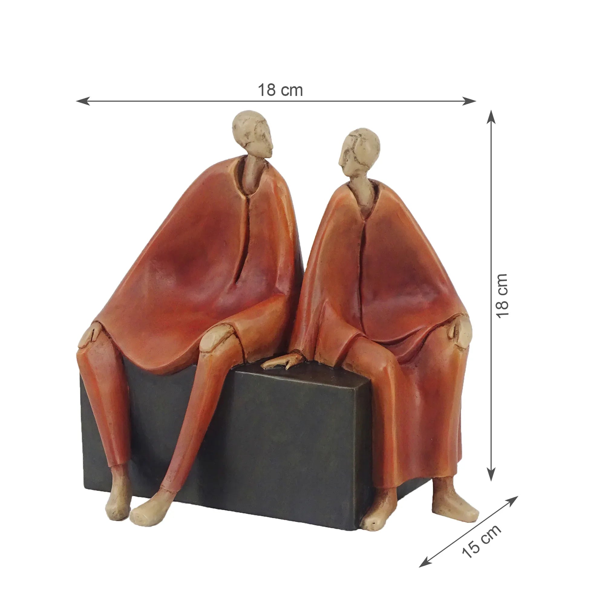 Alpine Polyresin Men Sitting On Bench 18 Cm in Brown Colour - HomeTown