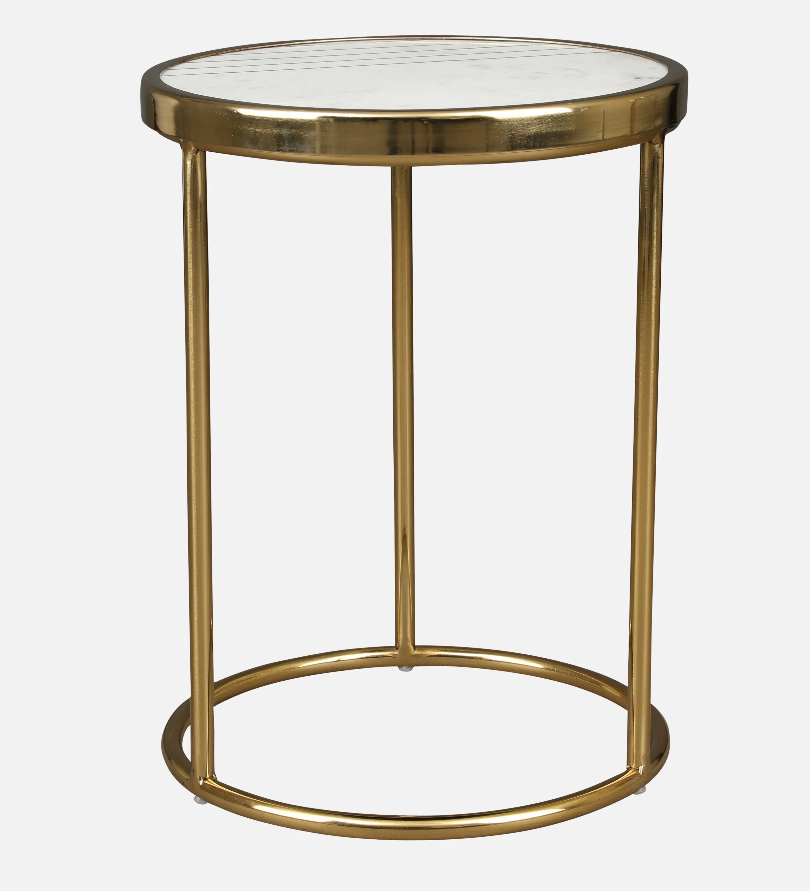Netanya Metal Table in Gold & White Colour - HomeTown